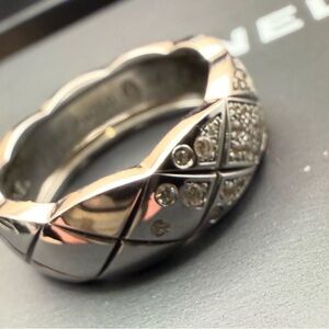 Coco Chanel Quilted Diamond Ring in 18k white gold